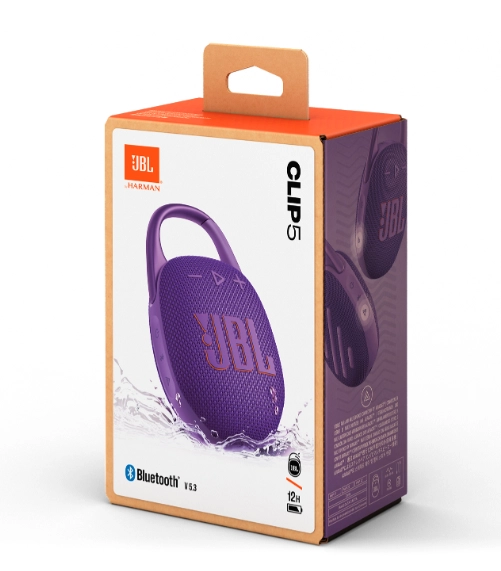 مكبر صوت محمول JBL Clip 5 باللون البنفسجي (JBLCLIP5PUR)