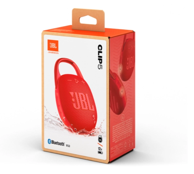 مكبر صوت محمول JBL Clip 5 باللون الأحمر (JBLCLIP5RED)