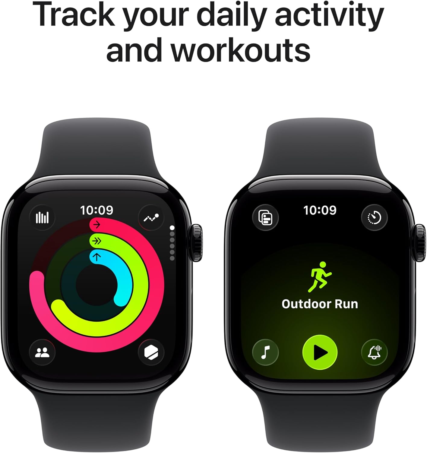 Apple Watch Series 11 GPS 42mm هيكل ألمنيوم Jet Black مع سوار Black Sport ‏(MEQT4) S/M