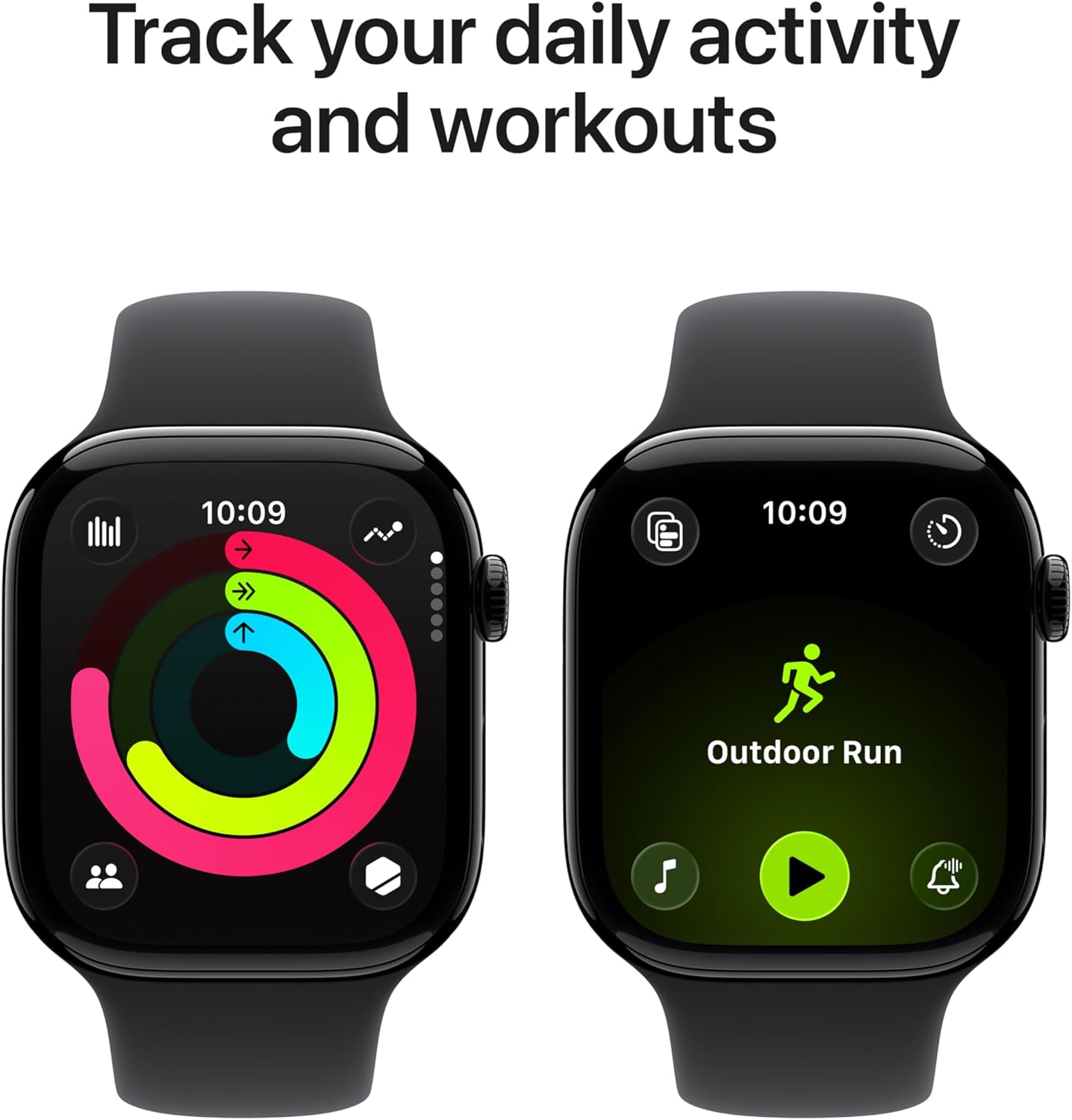 Apple Watch Series 11 GPS 46mm هيكل ألمنيوم Jet Black مع سوار Black Sport ‏(MEUW4) S/M