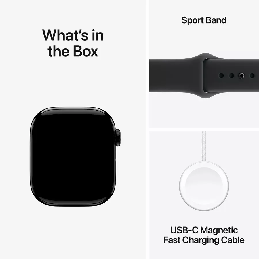 Apple Watch Series 11 GPS 46mm Jet Black алюминиевый корпус с ремешком Black Sport (MEUX4) M/L