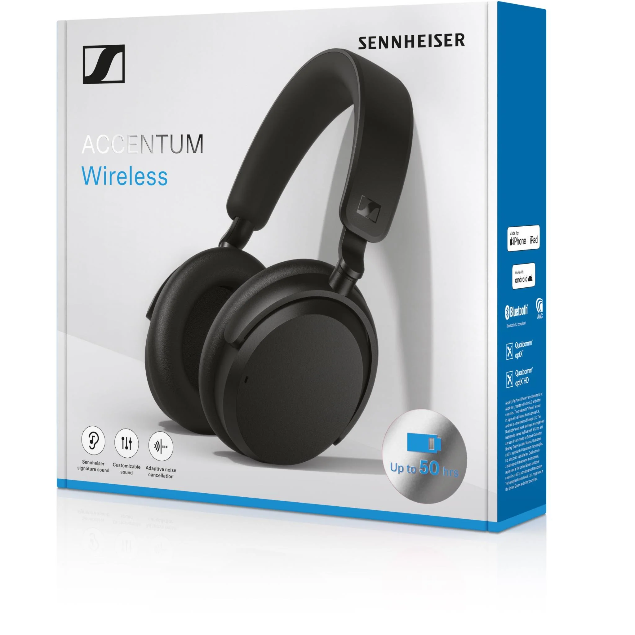 Беспроводная Bluetooth-гарнитура Sennheiser Accentum Wireless, Чёрная (700174)