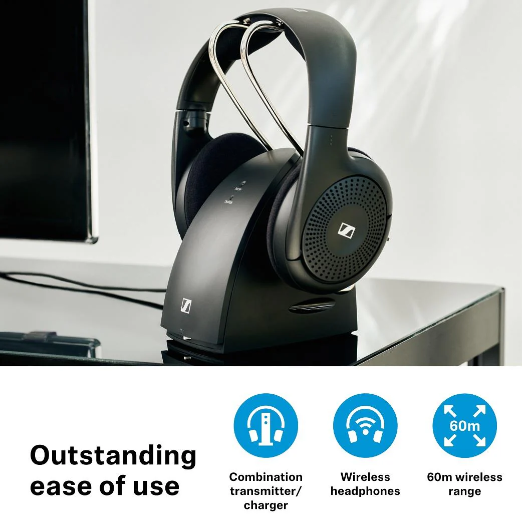 سماعة رأس لاسلكية Sennheiser RS 120 W باللون الأسود (700171)