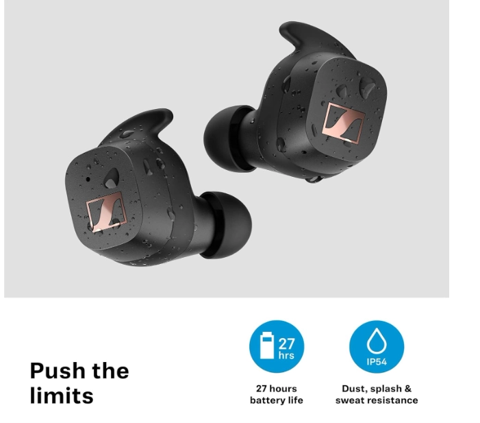 سماعات أذن لاسلكية Sennheiser True Wireless Sports باللون الأسود (509299)
