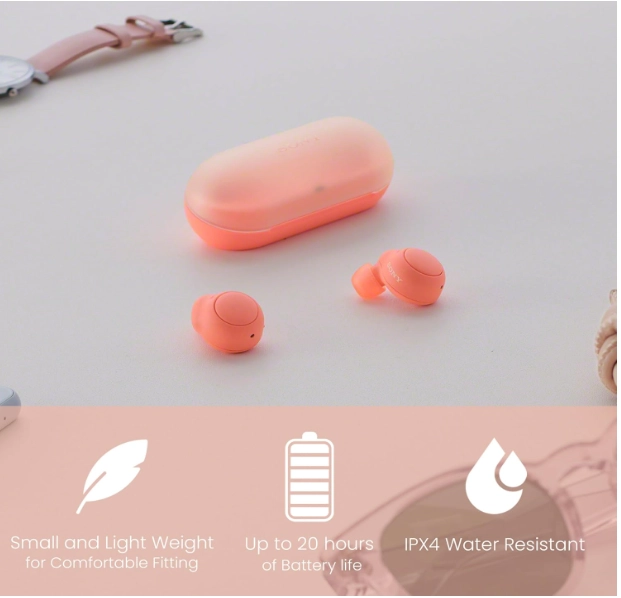 سماعات أذن لاسلكية Sony WF-C500 باللون البرتقالي (4548736131064)