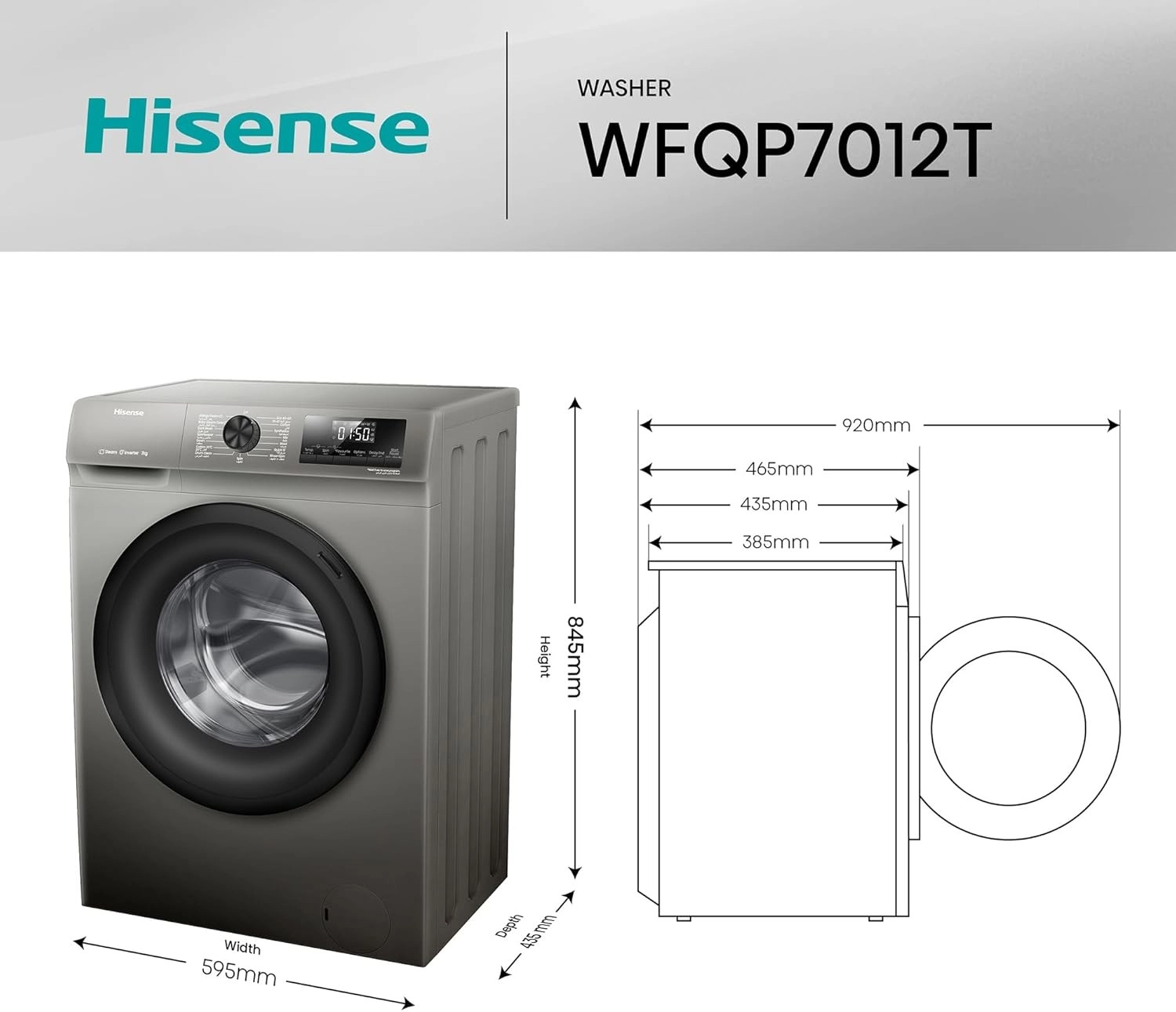 Hisense Front Load Washing Machine 7 кг (WFQP7012JT)