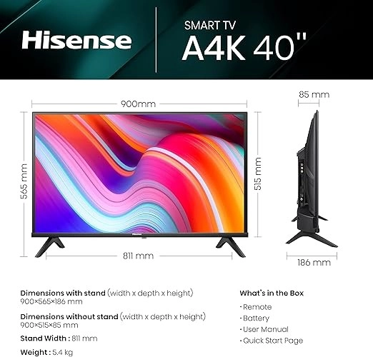 تلفزيون Hisense ذكي 40 بوصة LED بنظام VIDAA