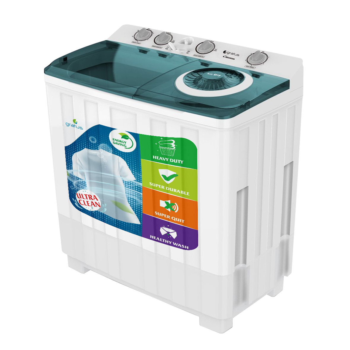 Gratus Washing Machine GSWM15KCDX1 White