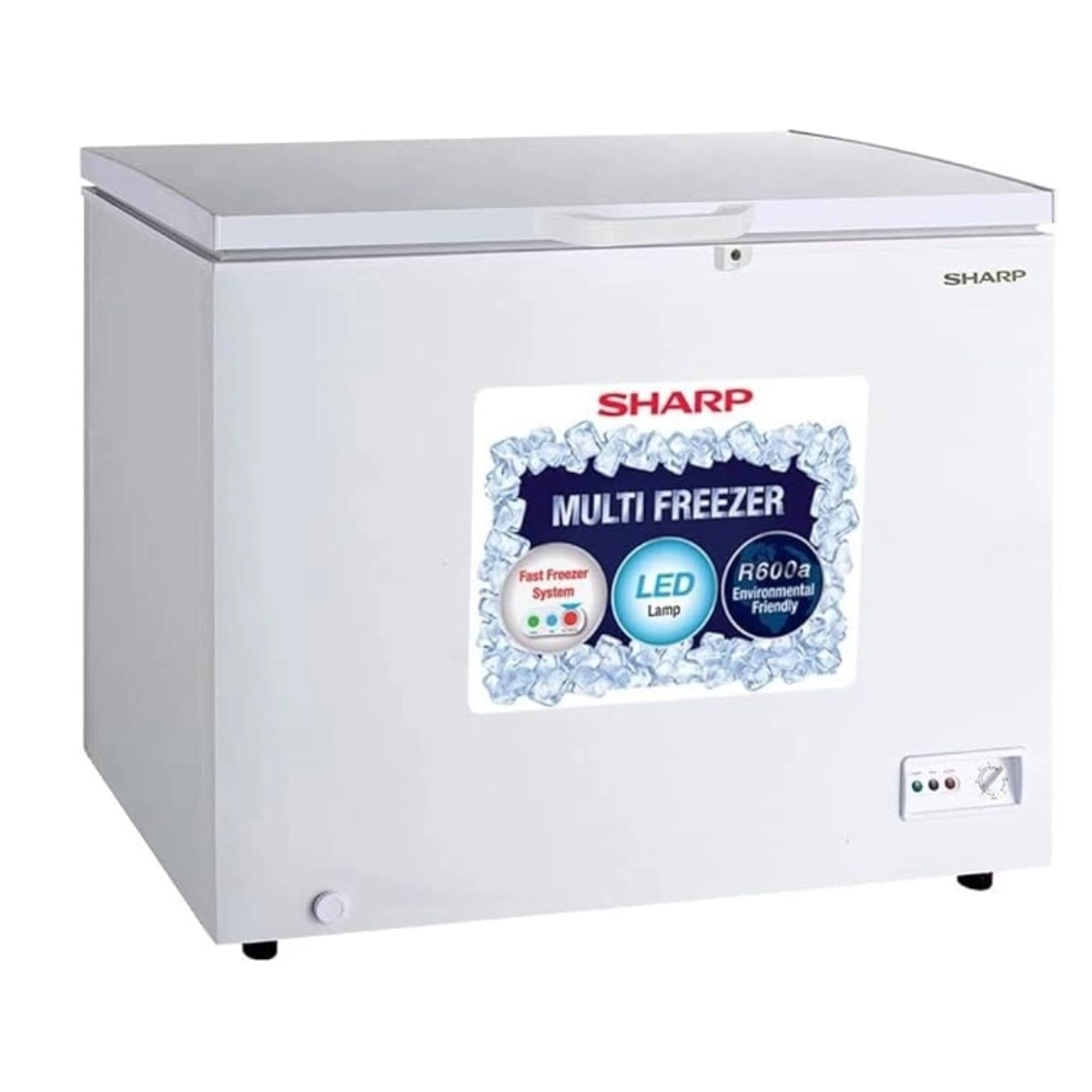 Морозильный ларь Sharp 400 л, серебристый (с LED подсветкой)