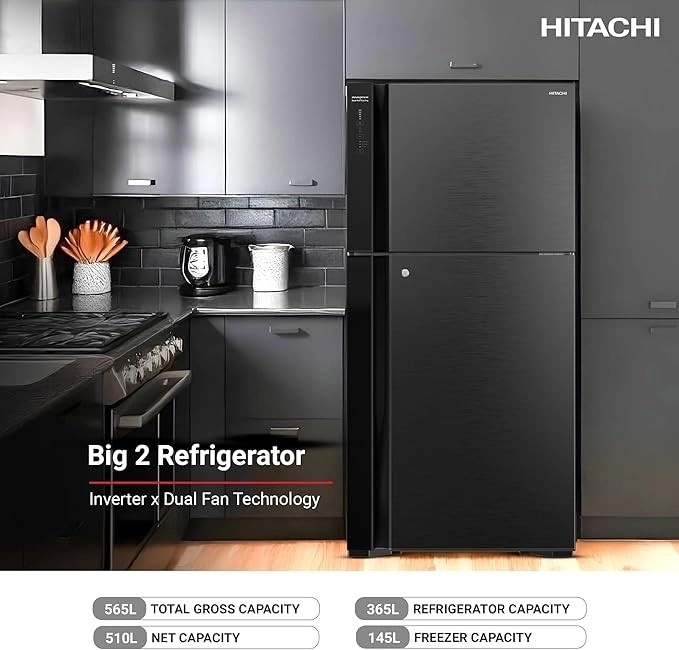 ثلاجة هيتاشي French Door سعة 760L أسود (RV760BBK)