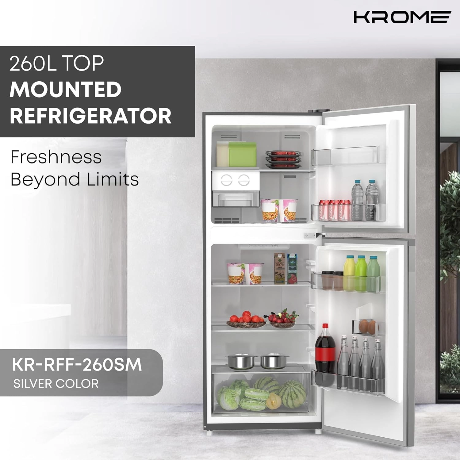 Холодильник Krome 260L No Frost (KR-RFF260SM)