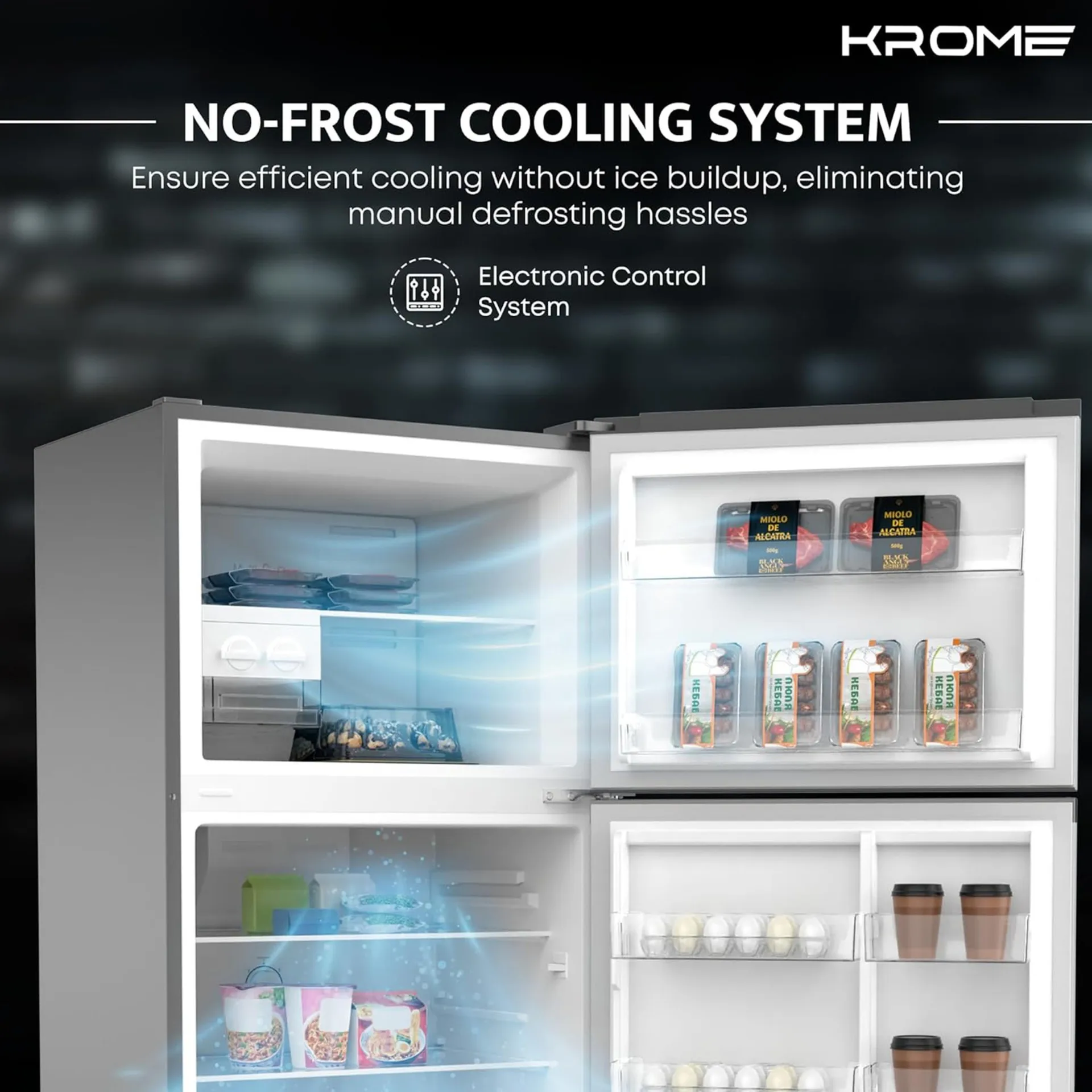 Холодильник Krome 565L No Frost Инвертор (KR-RFF565IM)