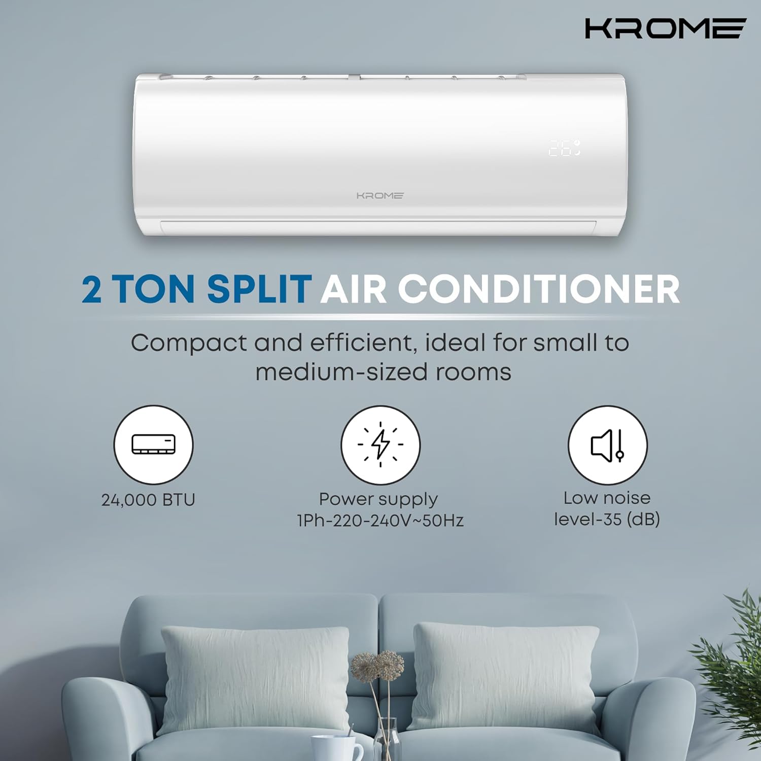 مكيف Krome 24000 BTU T3 R410 KR-AR24MT3