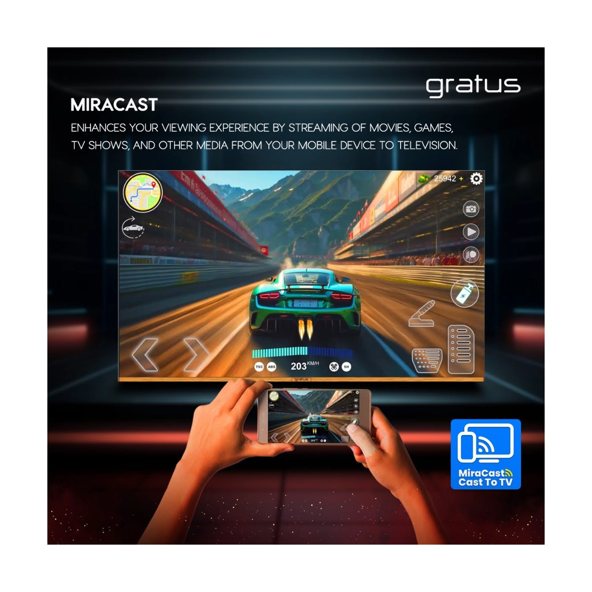 Смарт-телевизор Gratus 70 дюймов 4K QLED WebOS ThinQ AI Dolby Audio (LT70QW4K24H)