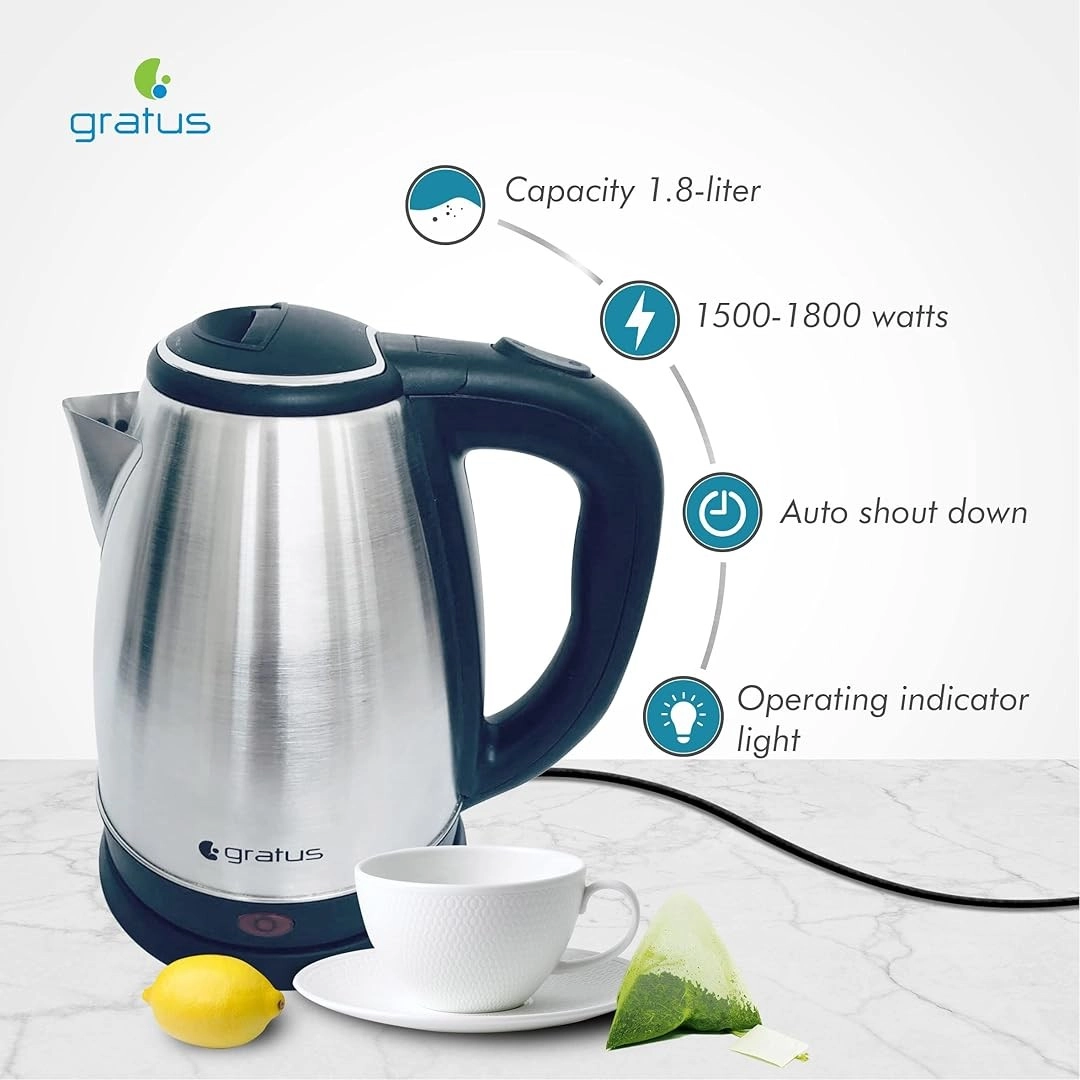 Электрический чайник Gratus 1.8L нержавеющая сталь 1500-1800W (GKSS1815AC)