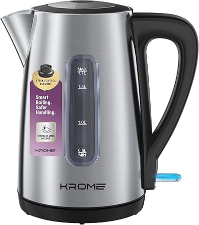 Krome Electric Kettle 1.7L Stainless Steel (KR-KTSS210PD)