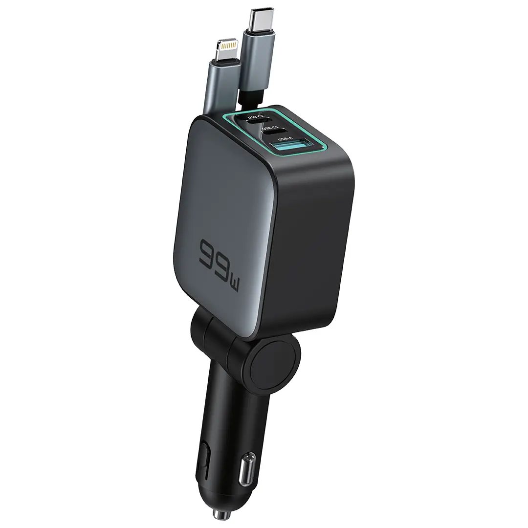 Автомобильное зарядное устройство Green Lion Retractable 99W PD 45W