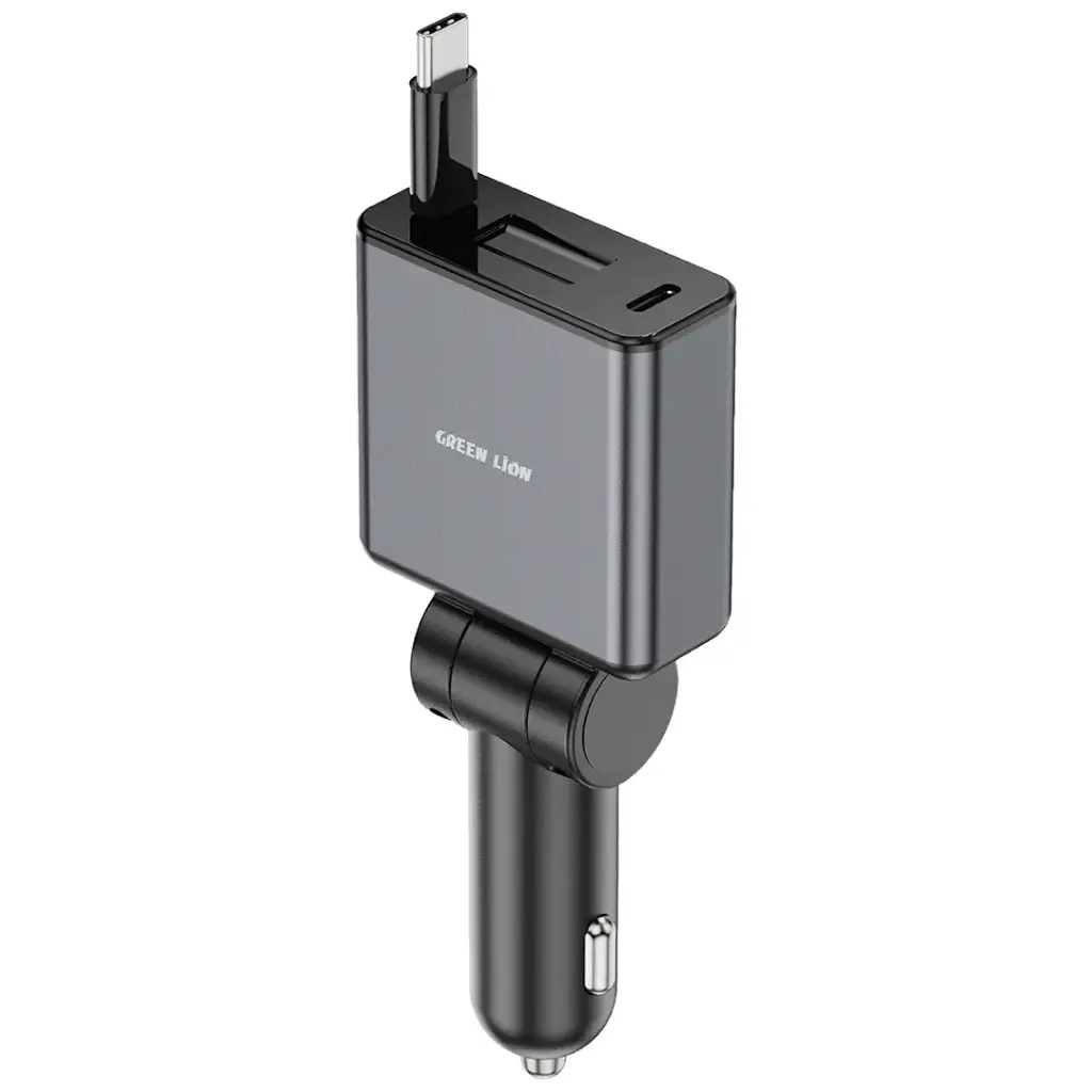 Автомобильное зарядное устройство Green Lion Retractable 75W PD 45W