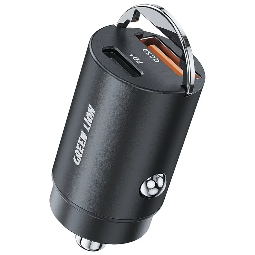 Автомобильное зарядное устройство Green Lion Ring Charge Dual Port 36W Type-C to Lightning 1M