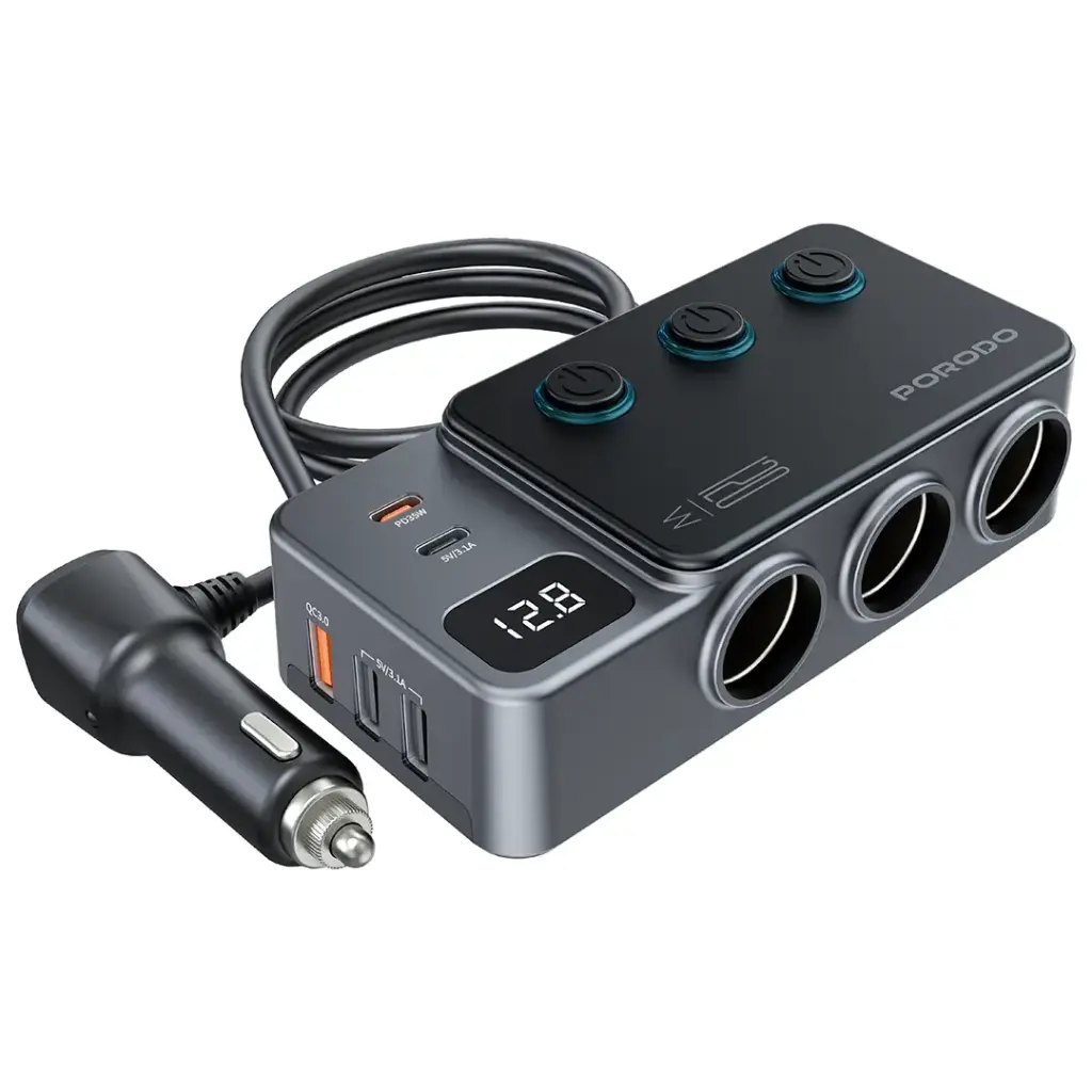 شاحن سيارة Porodo 120W Triple-Port