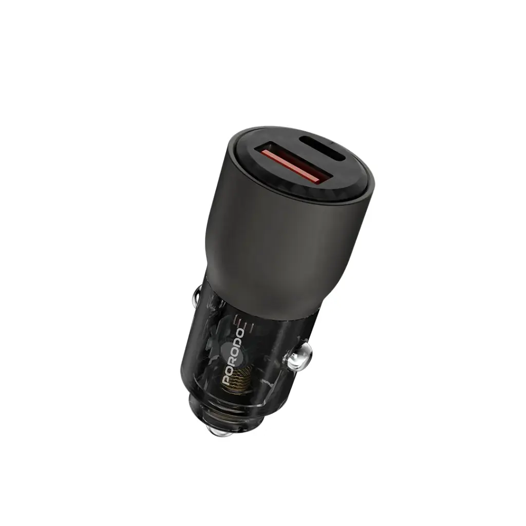 Porodo 95W Car Charger Transparent with Coiled Cable