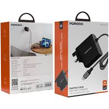 Porodo شاحن ZENTRIX GaN 100W مع كابل USB-C مضفّر 1.5م