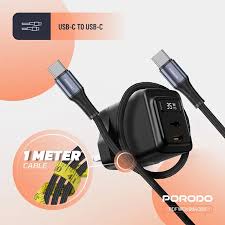 Porodo GaN 35W двойное USB-C зарядное устройство с кабелем USB-C - USB-C