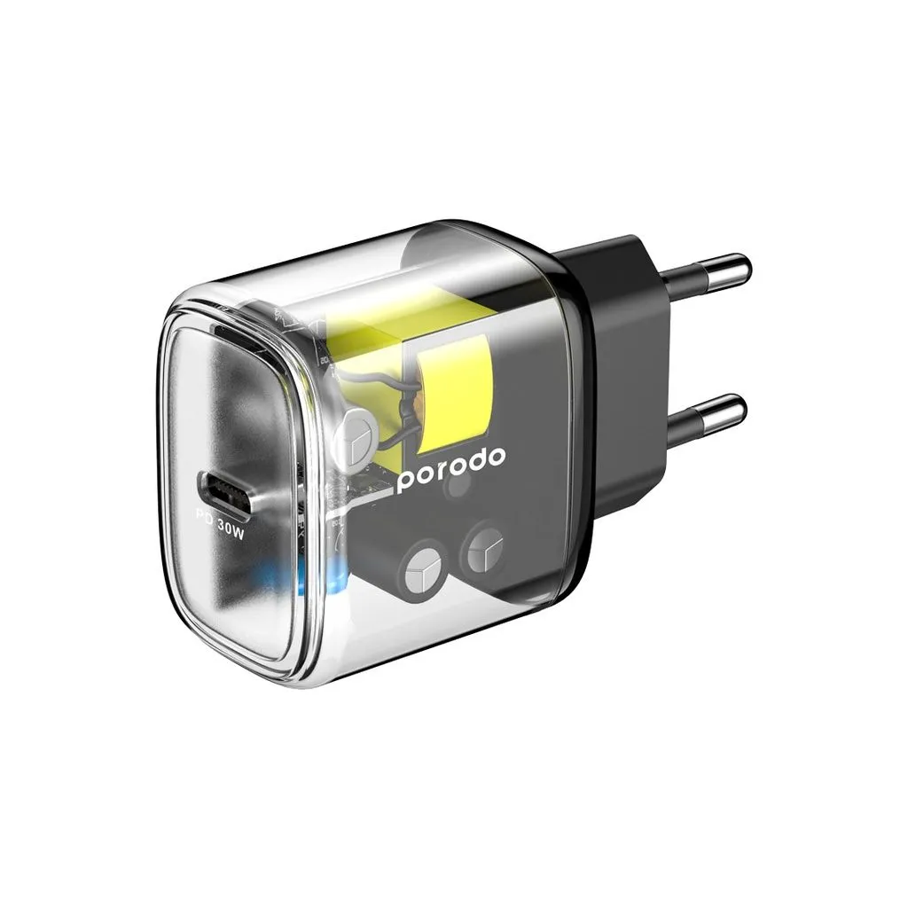 Porodo شاحن شفاف سريع 30W USB-C PD EU