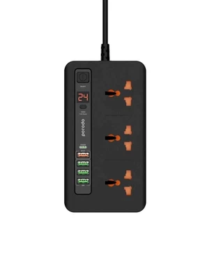 Porodo محور طاقة متعدد 4 USB-A / USB-C طقم منزلي ومكتبي 2م