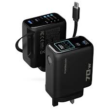Powerology 70W TFT адаптер с выдвижным Type-C кабелем