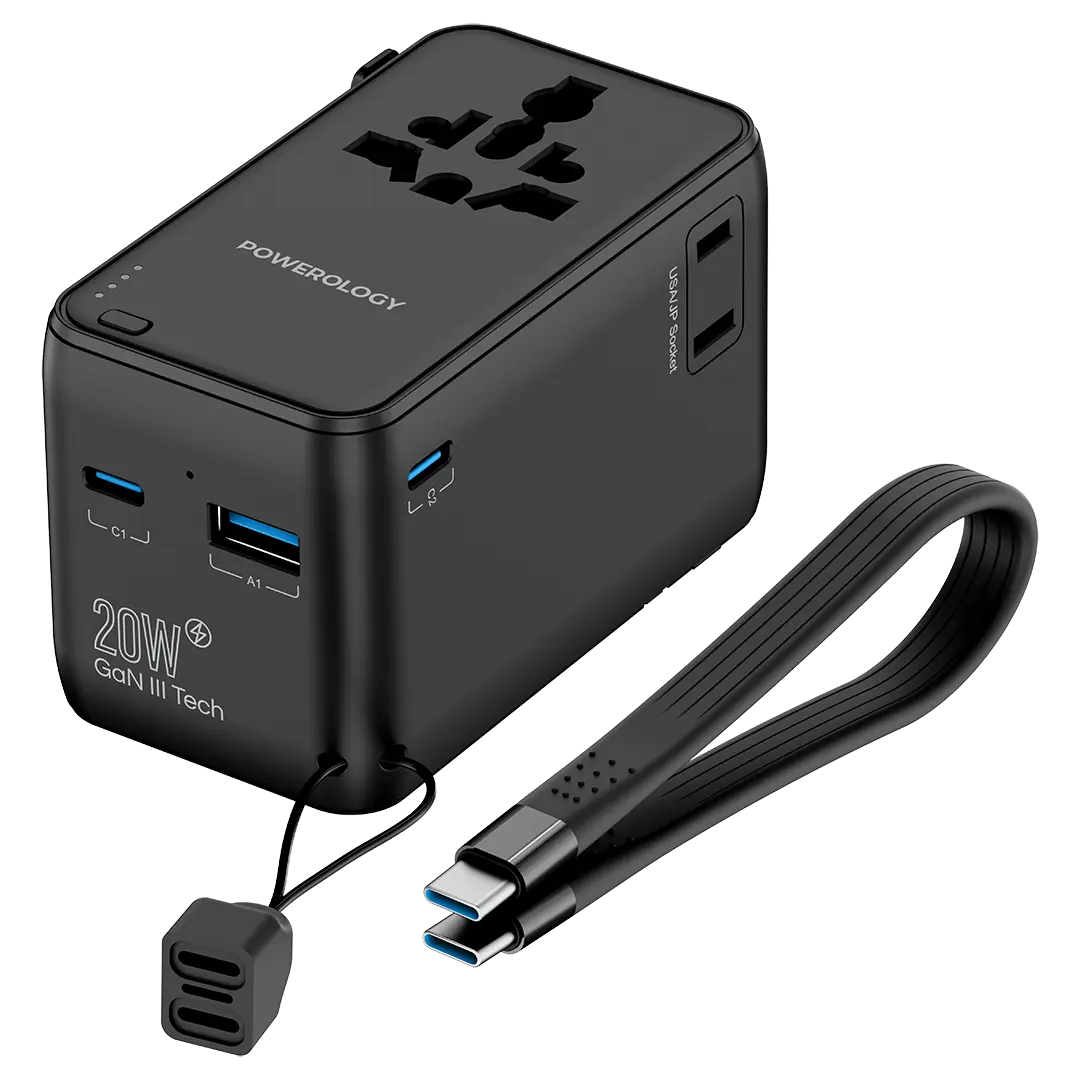 محول Powerology GaNex 100W متعدد المنافذ