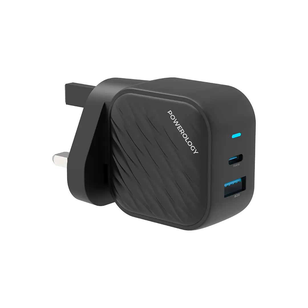 شاحن حائط Powerology GaN USB-C مزدوج