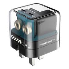 Powerology Crystalline Series Dual 35W PD GaN зарядное устройство со складной вилкой