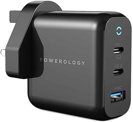 شاحن Powerology 3 منافذ 65W PD GaN (UK)