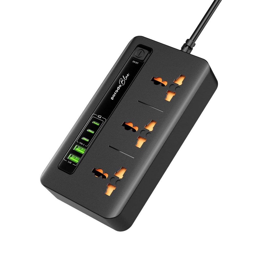 Porodo Blue многофункциональный Power Hub 3 универсальные розетки 17W USB (PB-3ACC2CM-BK)