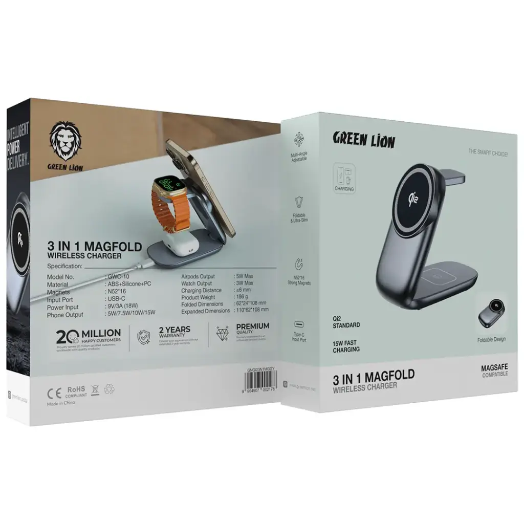 Green Lion 3 в 1 MagFold Беспроводное Зарядное Устройство