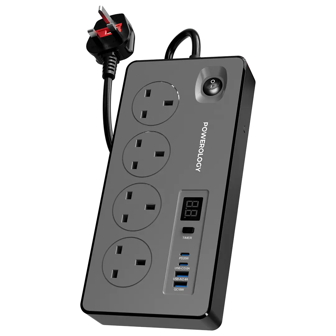 Powerology مشترك كهربائي 4 AC بقدرة 2990W مع PD 20W