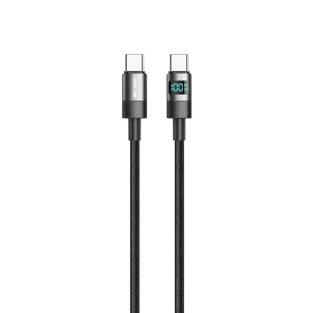 كابل Green Lion LED Display مضفر بطول 1 متر USB-C إلى USB-C 100 واط