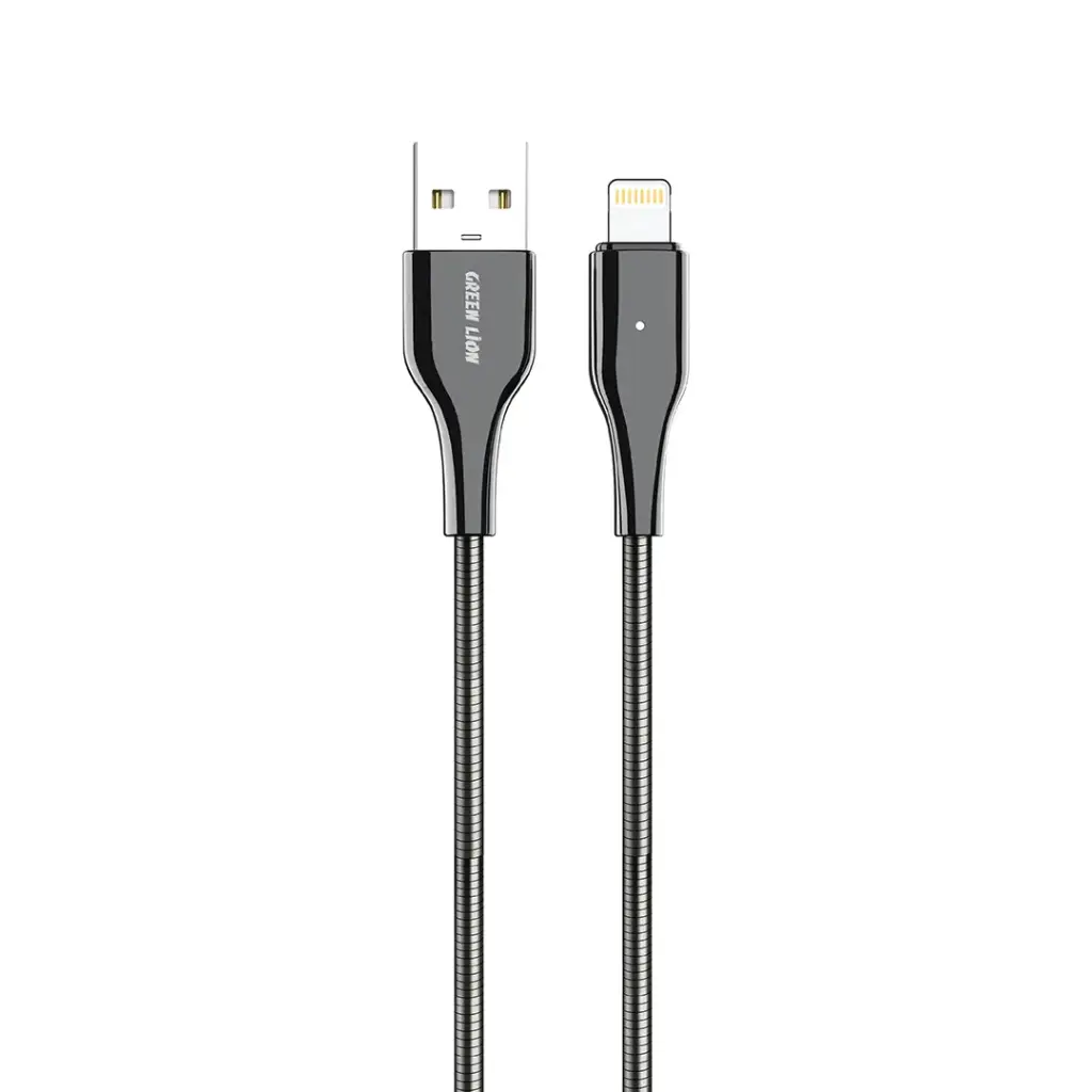 كابل Metal Spring Hose Green Lion USB-A إلى Lightning 12 واط 1 متر