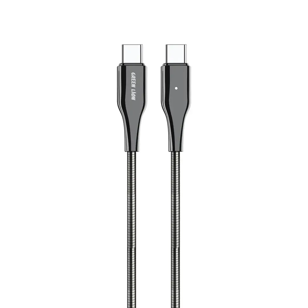 كابل Metal Spring Hose Green Lion USB-C إلى USB-C 60 واط 1 متر