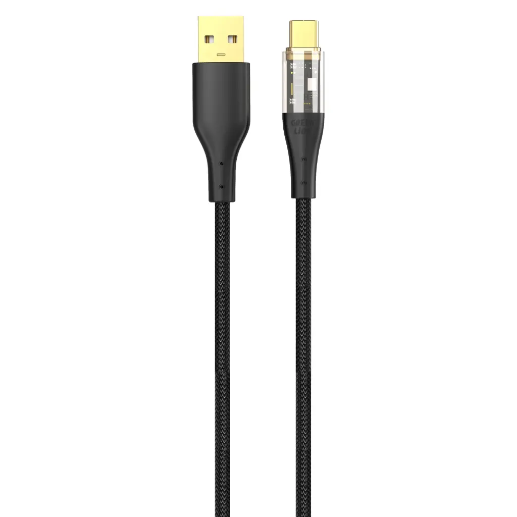 كابل Green Lion الشفاف المضفر 12 واط USB-A إلى USB-C 1 متر