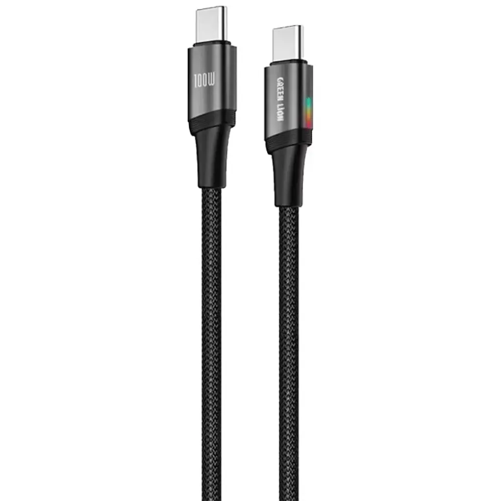 كابل Green Lion Lumi Charge USB-C إلى USB-C مضفر PD 100 واط 1 متر