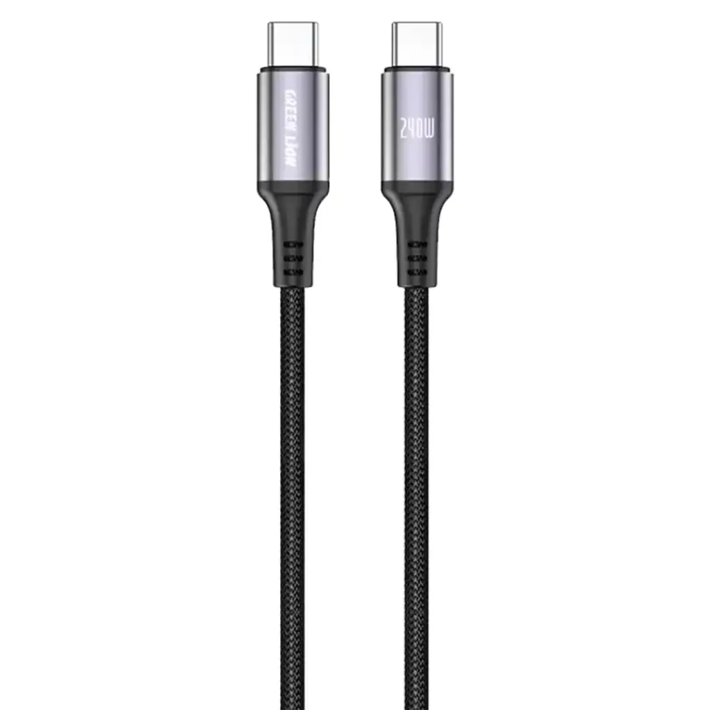 كابل Green Lion 240 واط USB-C إلى USB-C شحن فائق السرعة مضفر 1 متر