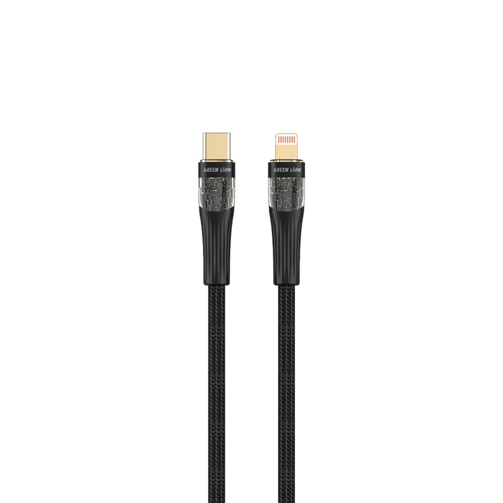 كابل Green Lion الشفاف USB-C إلى Lightning مضفر