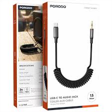 Porodo Спиральный AUX Кабель Audio Jack - Audio Jack