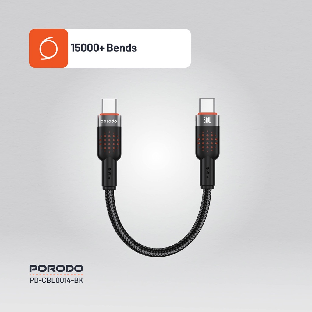 Porodo Плетёный USB-C - USB-C Кабель