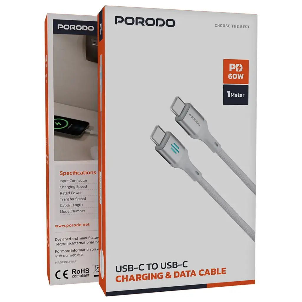 Porodo Кабель зарядки и передачи данных USB-C - USB-C PD 60W
