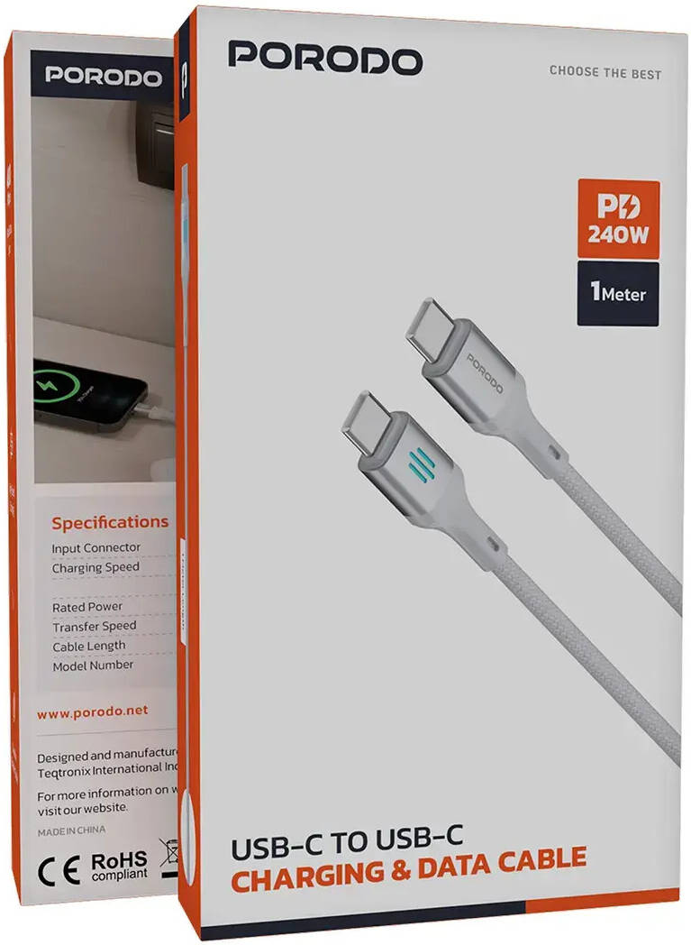 Porodo Кабель зарядки и передачи данных USB-C - USB-C PD 240W