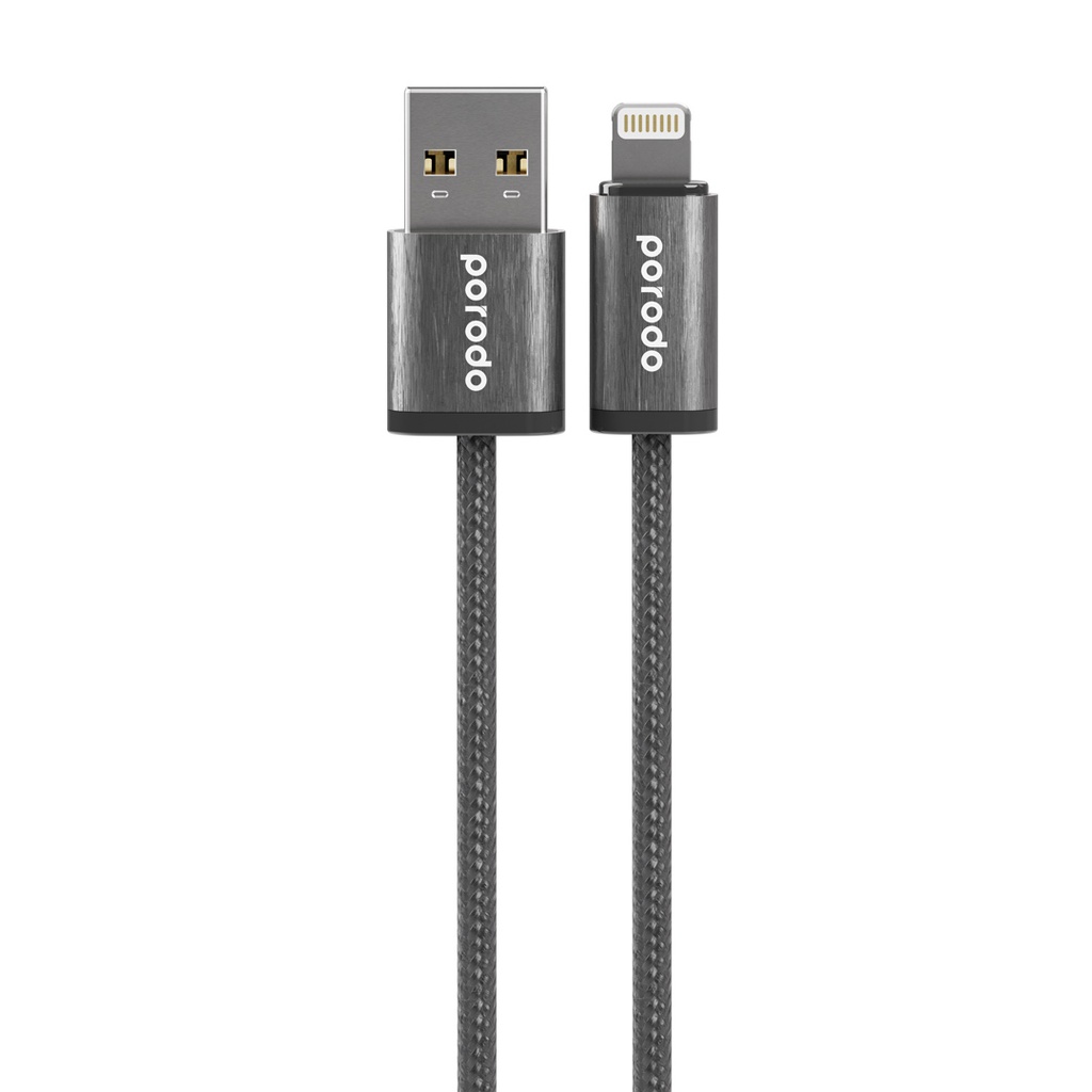Porodo Плетёный кабель USB-A - Lightning алюминиевый корпус 1.2м