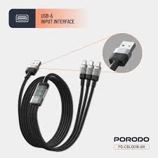 Porodo كابل شحن سريع شفاف مدخل USB-A